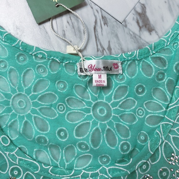 Mint Sheer Tank Top with Sparkles - Size Medium - Picture 6 of 7